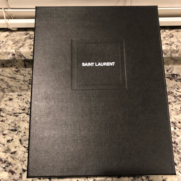 YSL yves saint laurent grain de poudre chevron bill pouche senape w/box. Yellow - Picture 12 of 12